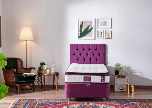 Niron Purple 80x180 Tek Kişilik Pedli Yatak Full Ortopedik Yaylı Yatak - Resim 9