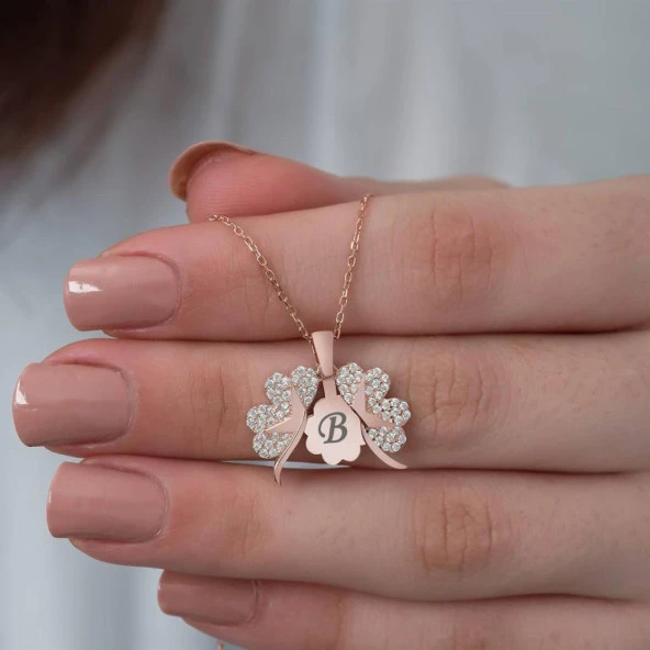 Gümüş Açılır Kapanır Yonca İsimli Kolye - 12