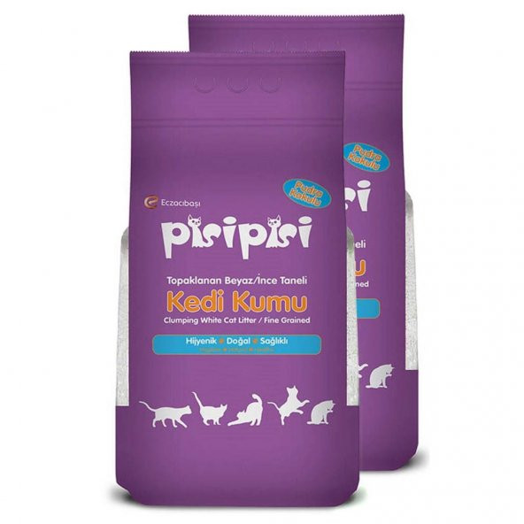 Pisi Pisi Kedi Kumu Pudra Kokulu İnce 5 Kg 2li