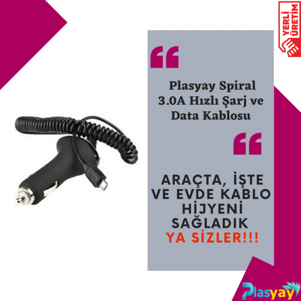 Plasyay Spiral 3.0A Hızlı Şarj ve Data Kablosu Beyaz - 2
