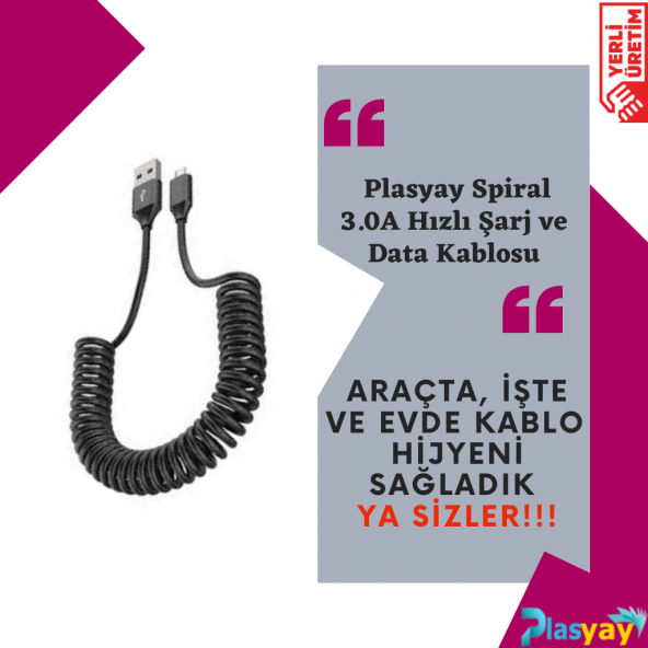Plasyay Spiral 3.0A Hızlı Şarj ve Data Kablosu Beyaz - 5