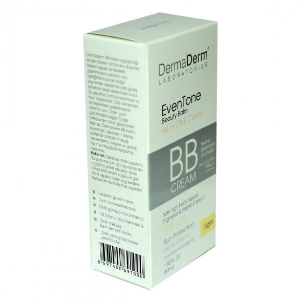 Dermaderm EvenTone BB Krem Açık Ton Vitaminli Spf+25 Güneş Koruma Bitki Özlü 50 ML - 5