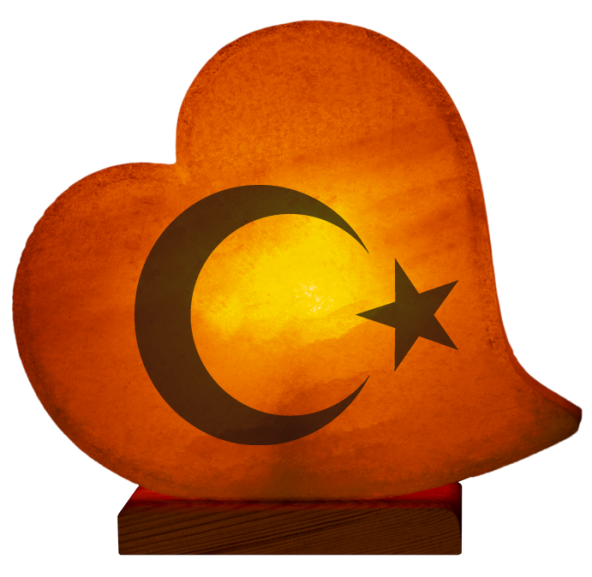 Türk Bayrağı Baskılı Kalp Tuz Lamba