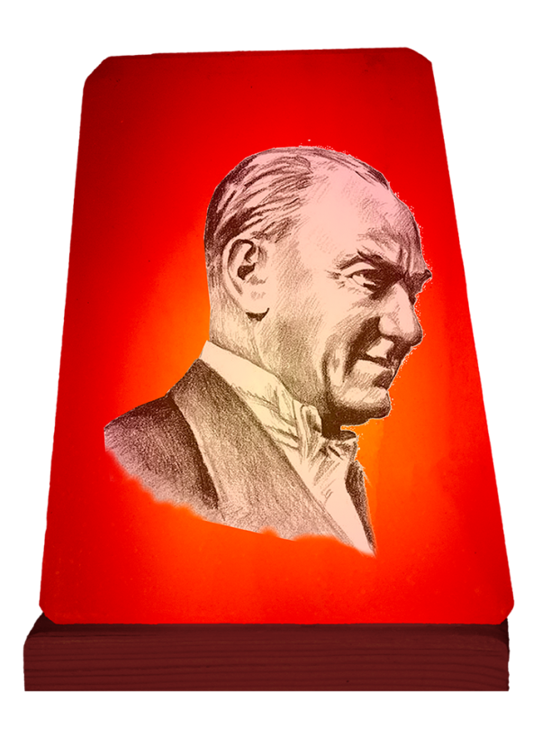 Atatürk Baskılı Plaket Tuz Lamba