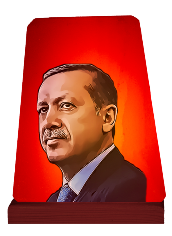 Recep Tayyip Erdoğan Baskılı Plaket Tuz Lamba