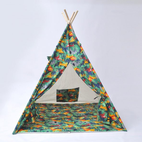 Pamuk Ahşap Çocuk Oyun Çadırı Kızılderili Çadırı Oyun Evi Orman Modeli