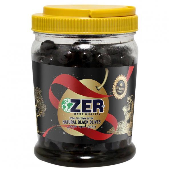 Zer Doğal Sele Siyah Zeytin 1 kg Pet Kavanoz (Delux)