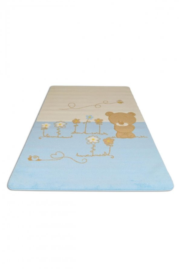 Confetti Oymalı Çocuk Halısı Baby Set Shy Bear Mavi 120x180 Cm