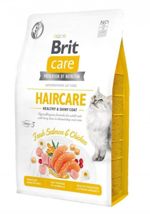 Brit Grain Free Hair Care Healthy & Shiny Coat Tavuklu Ve Somonlu Kedi Maması 2 Kg