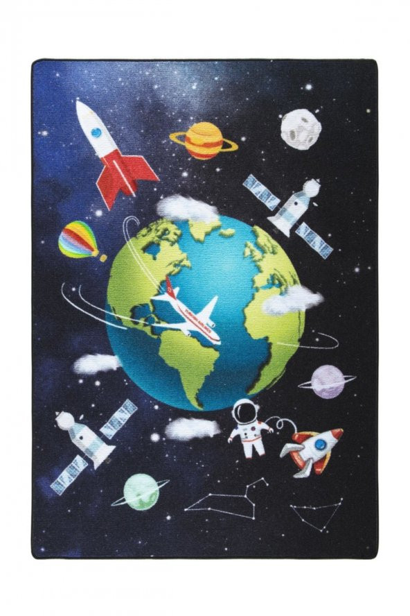 Confetti Outer Space 100x150 Lacivert Bukle Çocuk Halısı