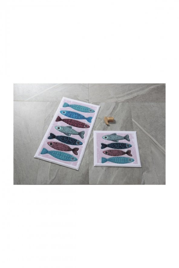 Confetti 2li Oymalı Klozet Takımı Fishy Pembe 57x100 cm - 50x57 cm