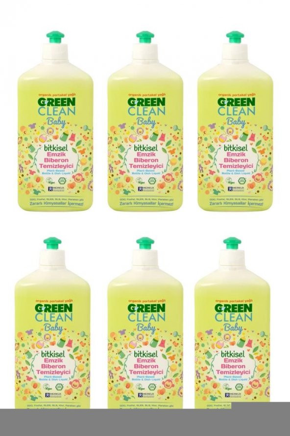U Green Clean Organik Portakal Yağlı Baby Biberon Emzik Temizleyici 500 ml 6lı set