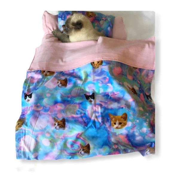 Cats Kedi Minderi Uyku Takımı Minder Yastık Örtü Set - 2