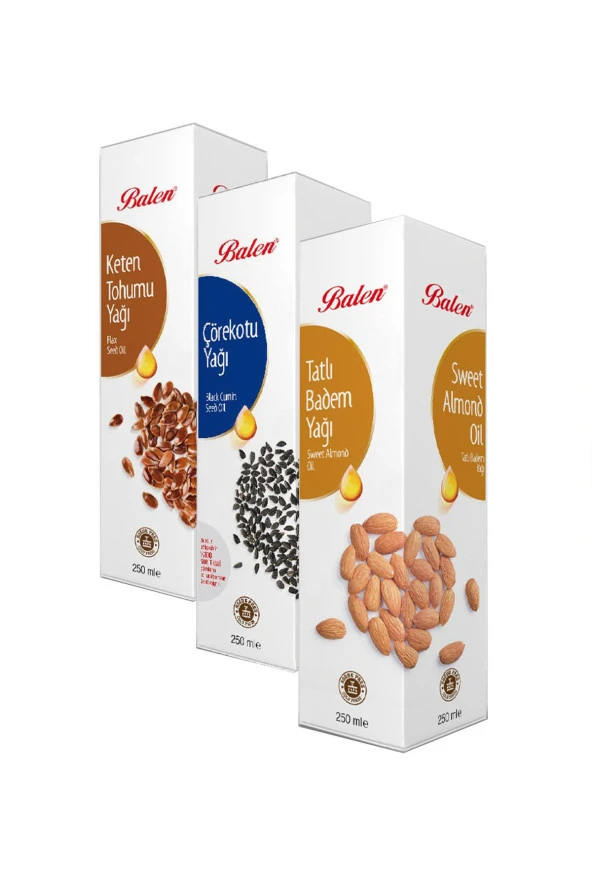 Balen 250 ml Çörekotu,Keten Tohumu,Tatlı Badem Yağları Soğuk Pres