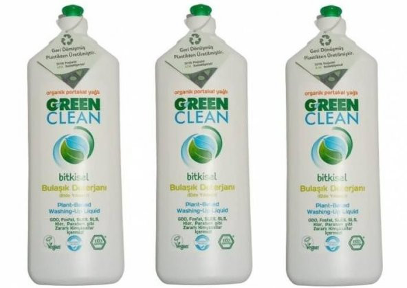 U Green Clean Organik Portakal Yağlı Bitkisel Bulaşık Deterjanı 730 ml 3lü Set