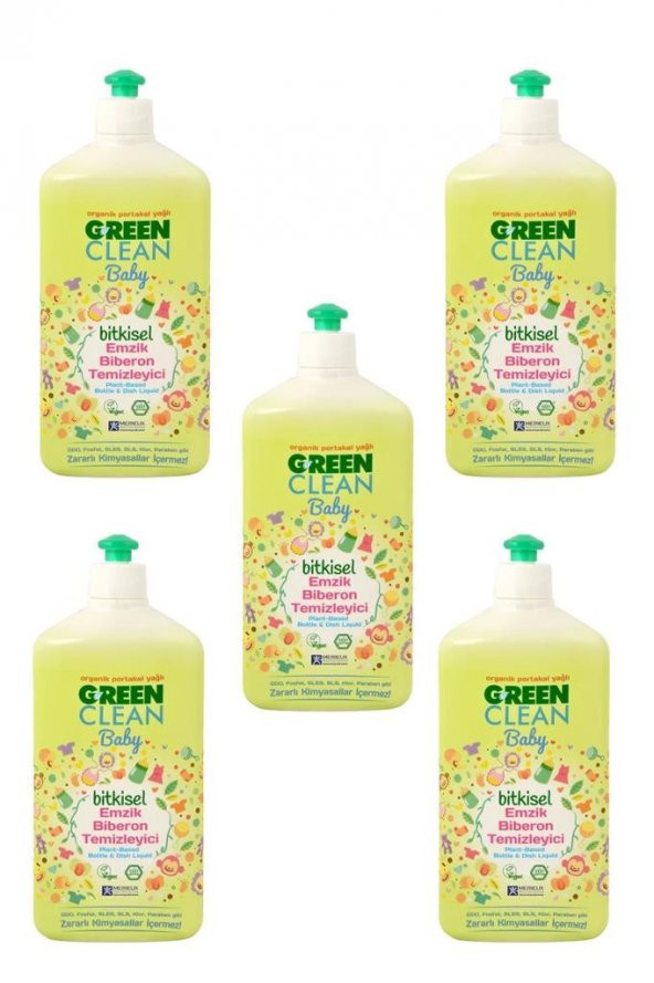 U Green Clean Organik Portakal Yağlı Baby Biberon Emzik Temizleyici 500 ml 5li set