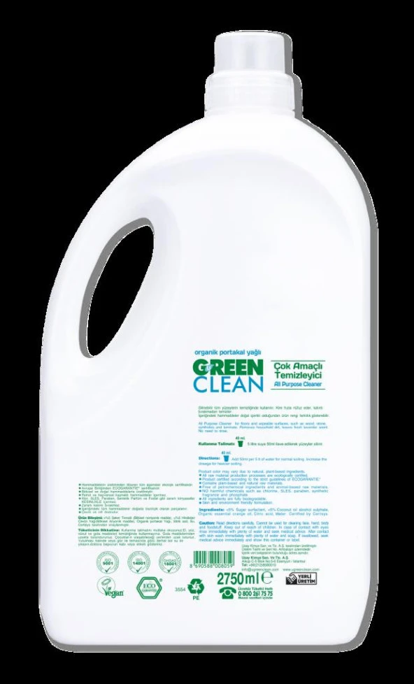 U Green Clean Çok Amaçlı Yüzey Temizleyici 2,75 Lt - 2