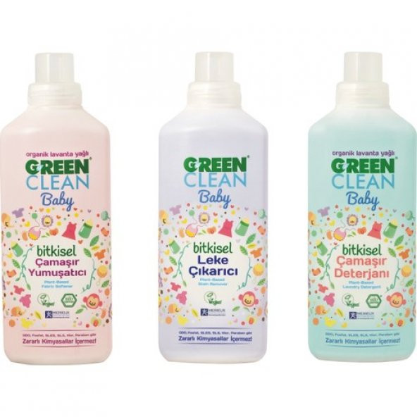 U Green Clean Baby Çamaşır Deterjanı Yumuşatıcı Leke Çıkarıcı Seti