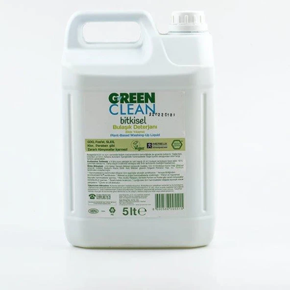 U Green Clean Organik Portakal Yağlı Bitkisel Bulaşık Deterjanı 5 Lt