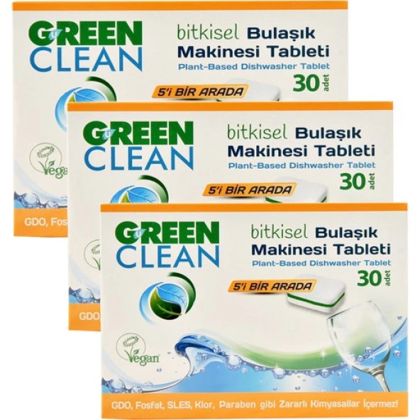 U Green Clean Bitkisel Bulaşık Makinesi Tableti 30lu x 3 Adet