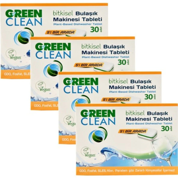 U Green Clean Bitkisel Bulaşık Makinesi Tableti 30lu x 4 Adet