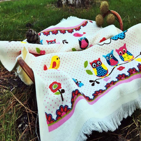 Saçaklı Mutfak El Havlusu 3lü Set Meraklı Baykuş 100 Pamuk - 2