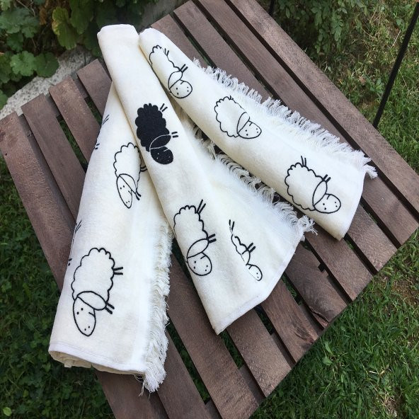 Saçaklı Mutfak El Havlusu 3lü Set Kara Kuzu 100 Pamuk - 2