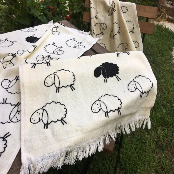 Saçaklı Mutfak El Havlusu 3lü Set Kara Kuzu 100 Pamuk - 3