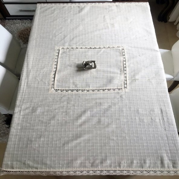 Üç Farklı Ebat Dantelli Masa Örtüsü 160 X 160 cm  100 Pamuk - 2