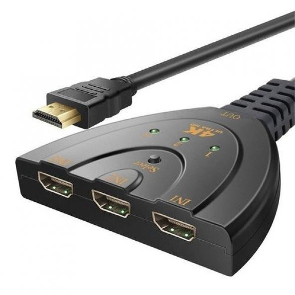 Mobitell 3in1 HDMI To HDMI Switch Pigtail Kablolu 4K Ultra HD 2160p