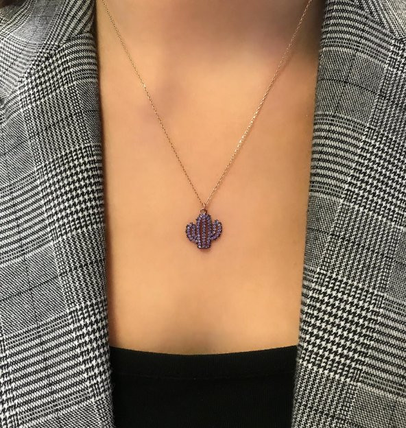 STELA MOR TAŞLI KAKTÜS KOLYE - 3