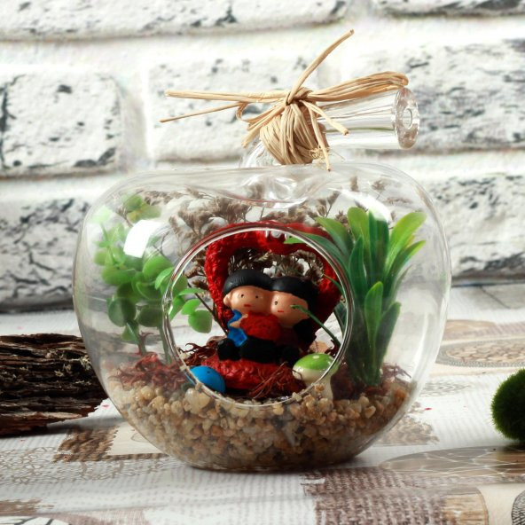 Teraryum Mini Elma Love Çiçekli Çift