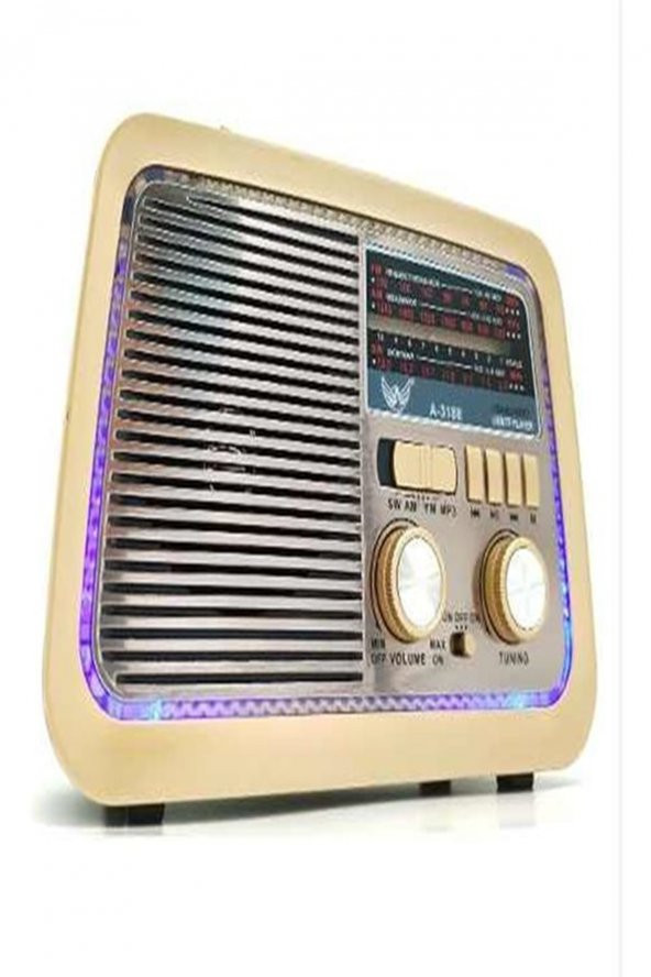 EBRTECH Nostalji Radyo Bluetooth+fm Radyo+usb+tf Kart Ledli Koyu Kahverengi Özel Renk