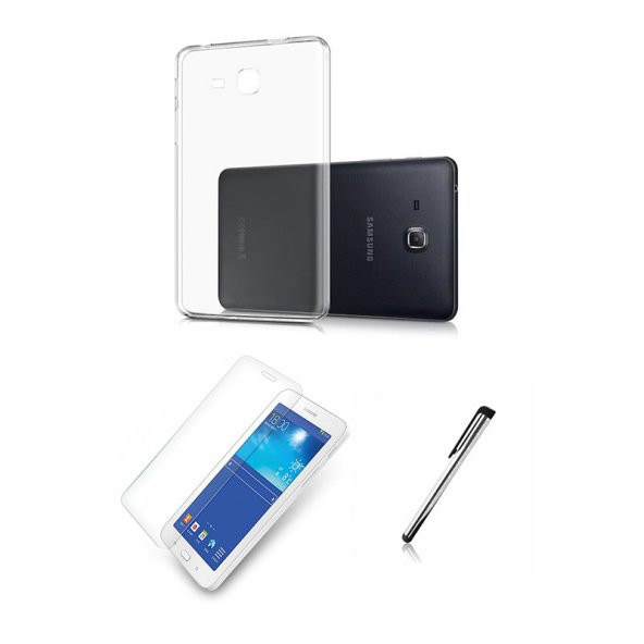 Samsung Galaxy Tab A6 T280 Silikon Şeffaf Tablet Kılıf Seti (7 in