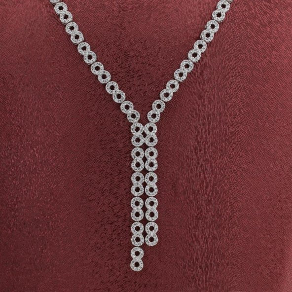 Sonsuzluk Tasarımlı Gümüş Bayan Set - Resim 2