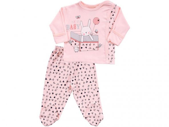 Kız Bebek 0-3 Ay Yenidoğan Kruvaze New Baby Patikli Kutuda Tavşan 2li Takım-15122 - 2