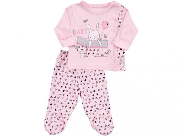 Kız Bebek 0-3 Ay Yenidoğan Kruvaze New Baby Patikli Kutuda Tavşan 2li Takım-15122 - 4