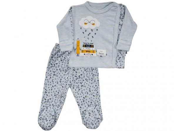 Erkek Bebek 0-3 Ay Yenidoğan Kruvaze Books Patikli Bulutlu Gözlüklü 2li Takım-15123 - 4