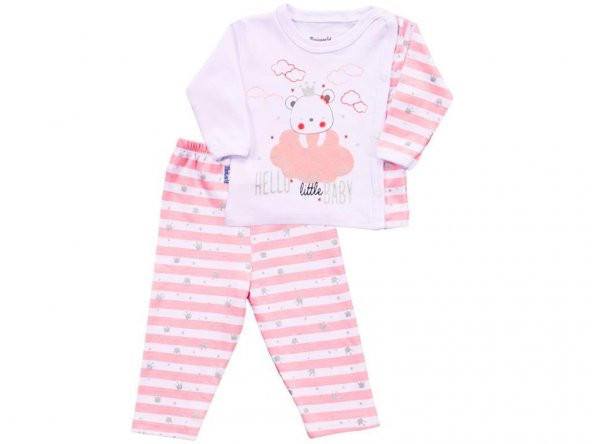Kız Bebek 0-3 Ay Yenidoğan Kruvaze Hello Little Baby Patiksiz 2li Takım-15127 - 2