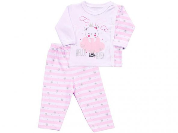 Kız Bebek 0-3 Ay Yenidoğan Kruvaze Hello Little Baby Patiksiz 2li Takım-15127 - 3