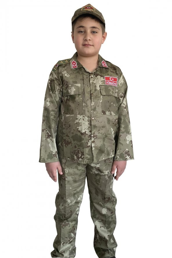 5li Unisex Bordo Bereli Çocuk Askeri Kamuflaj Nano Takım - 4
