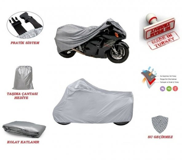 Arora AR 50-11 Ares Motosiklet Brandası ÇANTASIZ Motor Brandası Motorsiklet Brandası GRİ Renk