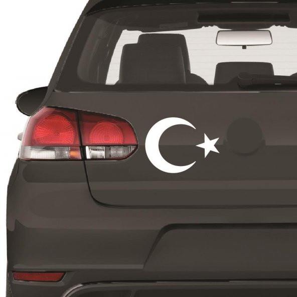 Kelime-i Tevhid Ay Yıldız Sticker Yapıştırma | Kaput - Bagaj - Cam | Beyaz - 3