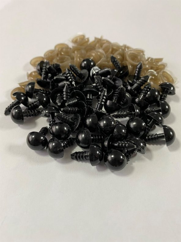 Amigurumi Vidalı Göz 10 mm Siyah 50 Çift (100) Adet - 1