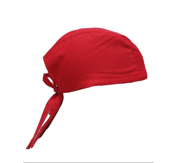 DrMia Unisex Aşçı Bandana Aşçı Şapkası Şef Aşçı Kep Kırmızı