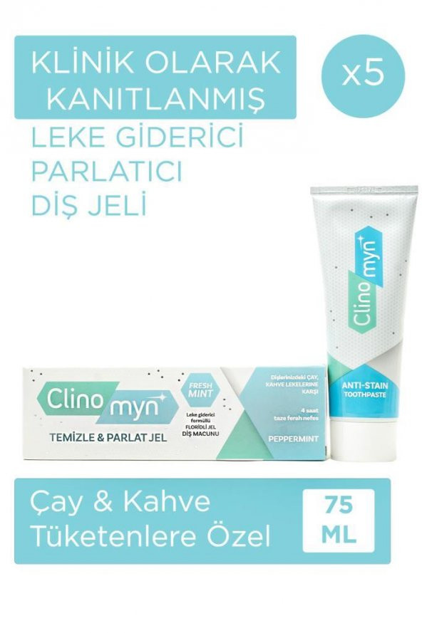 Clinomyn Fresh Temizleme Parlatma Jel Diş Macunu 75 Ml X 5 Adet