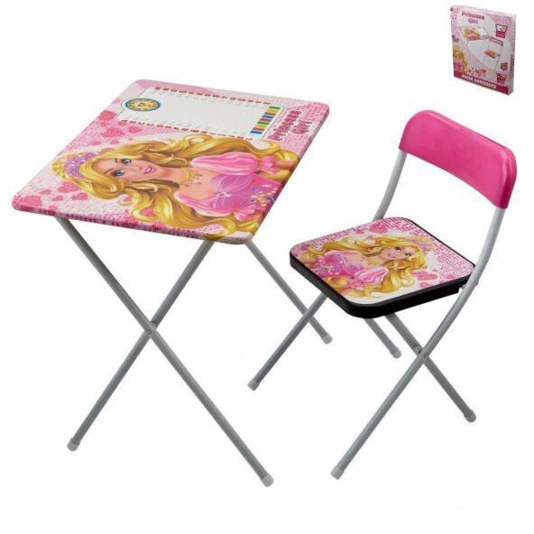 Barbie Ders Çalışma Masası - Prenses Ders Çalışma Masası - Masa Sandalye Ders Çalışma Masası