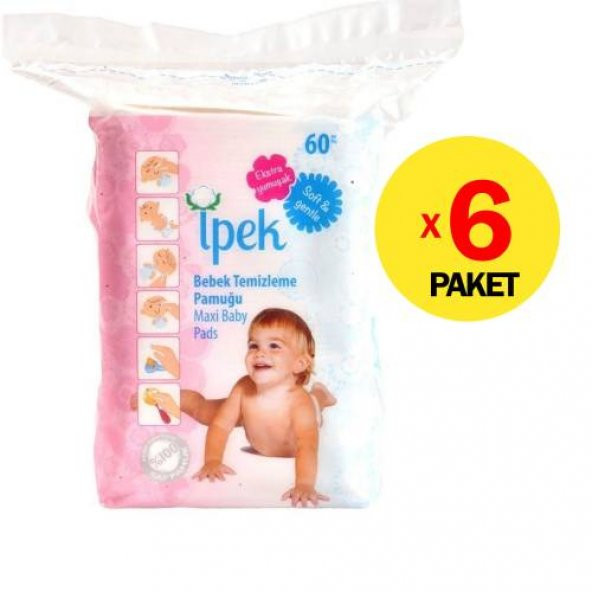 İpek Bebek Temizleme Pamuğu 6'Lı