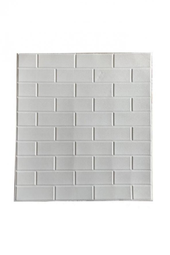 Renkli Duvarlar Nw63 Beyaz 3D Sade Tuğla Kendinden Yapışkanlı Duvar Paneli 6 Adet - 2