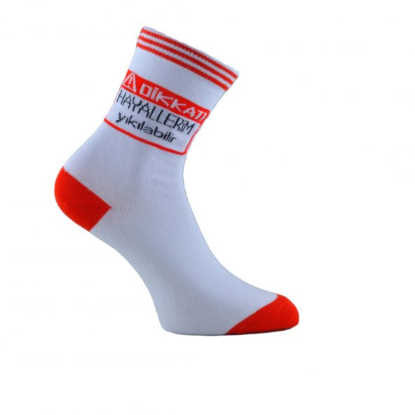 Kadın Pamuklu Slogan Soket Çorap - CSM02131020